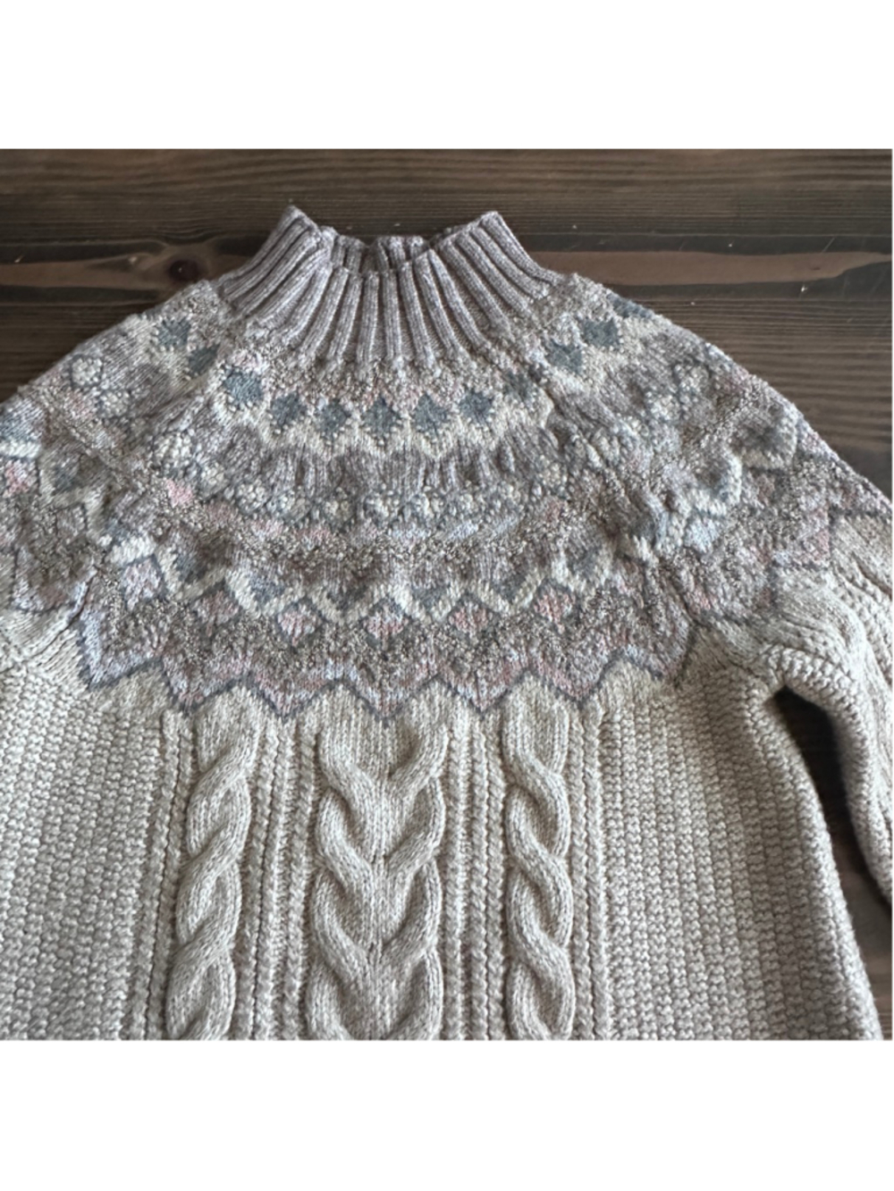 Chico’s 1P Fair Isle Turtleneck Sweater Beige